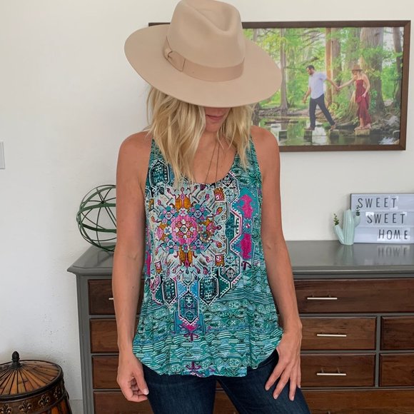 Umgee Color Abstract Print Tank Top - Picture 1 of 1